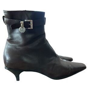 Prada leather square toe ankle booties